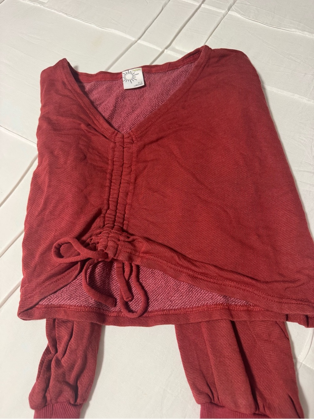 aerie Women's V-Neck Knit Pullover Top - Burgundy